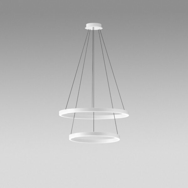 Suspension Chryseide cadre en aluminium avec diffuseur en forme d'anneau en silicone au design contemporain par Gea Luce