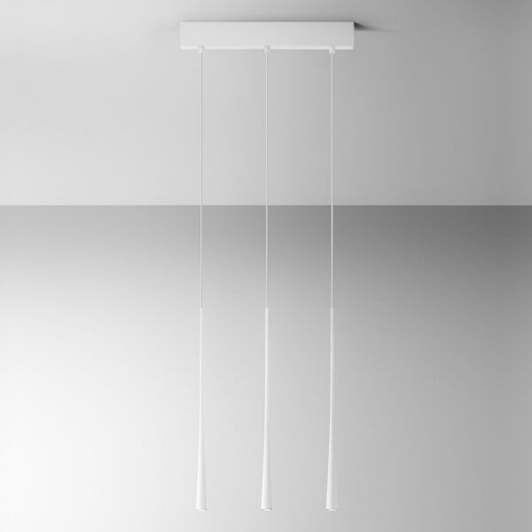 Suspension Dafne base en aluminium linéaire avec diffuseur en rosace au design contemporain par Gea Luce