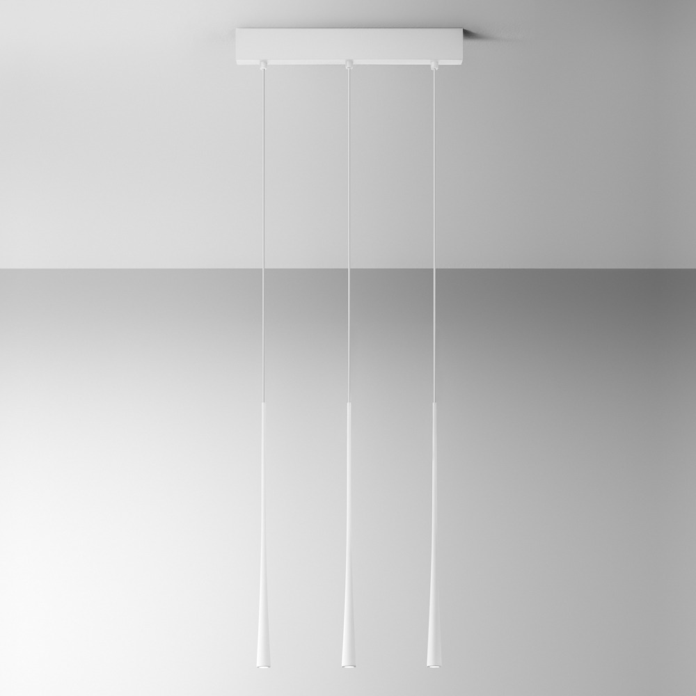 Suspension Dafne base en aluminium linéaire avec diffuseur en rosace au design contemporain par Gea Luce