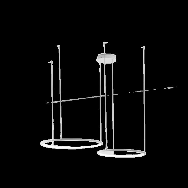 Suspension Erika 2-3D base en aluminium avec diffuseur en silicone blanc opale au design contemporain par Gea Luce