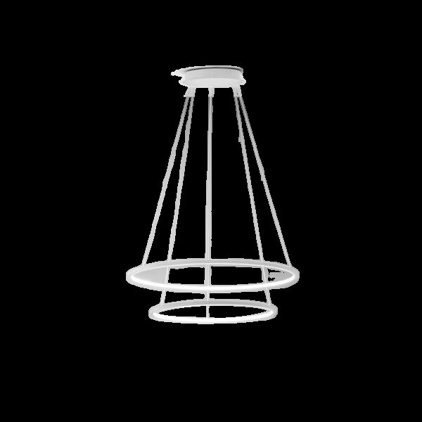 Suspension Erika base en aluminium avec double diffuseur en silicone blanc opale au design contemporain par Gea Luce