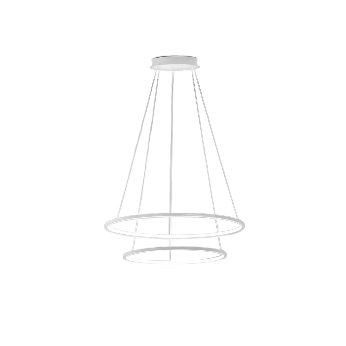 Suspension Erika base en aluminium avec double diffuseur en silicone blanc opale au design contemporain par Gea Luce