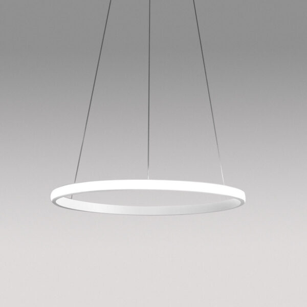 Suspension Iole base en aluminium avec diffuseur en silicone blanc opale au design contemporain par Gea Luce