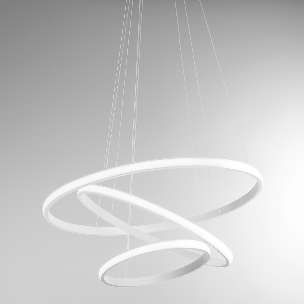 Suspension Iole base en aluminium avec diffuseur en silicone blanc opale au design contemporain par Gea Luce Suspension Iole base en aluminium avec diffuseur en silicone blanc opale au design contemporain par Gea Luce