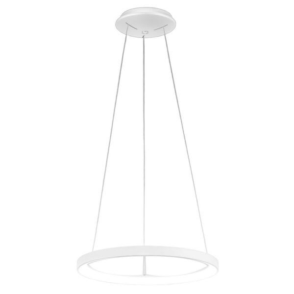 Suspension Krizia avec base en aluminium et diffuseur en acrylique en forme d'anneau au design contemporain par Gea Luce
