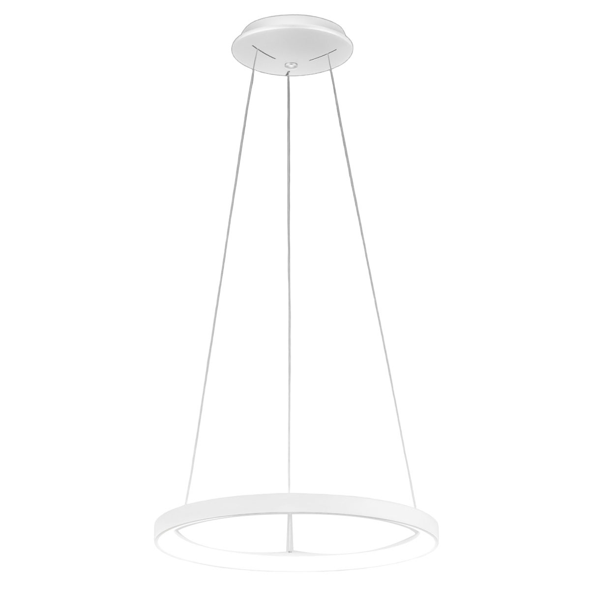 Suspension Krizia avec base en aluminium et diffuseur en acrylique en forme d'anneau au design contemporain par Gea Luce