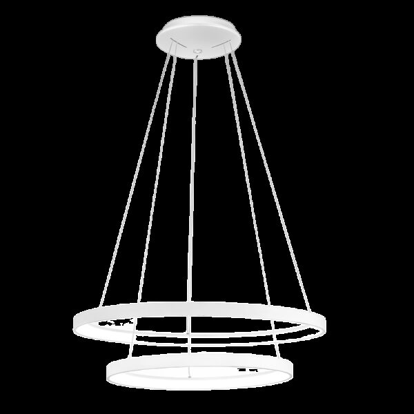 Suspension Krizia à double anneau avec base en aluminium et diffuseur en acrylique au design contemporain par Gea Luce