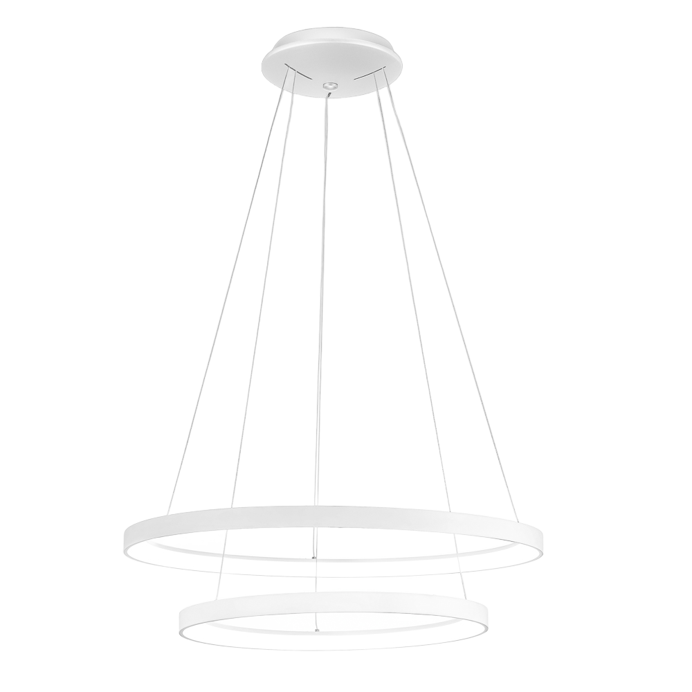 Suspension Krizia à double anneau avec base en aluminium et diffuseur en acrylique au design contemporain par Gea Luce