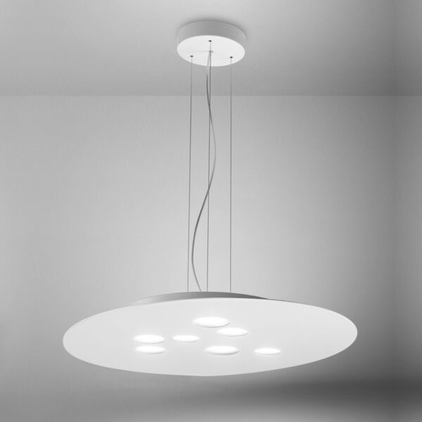 Suspension Luna base en métal avec lumière à double émission au design contemporain par Gea Luce