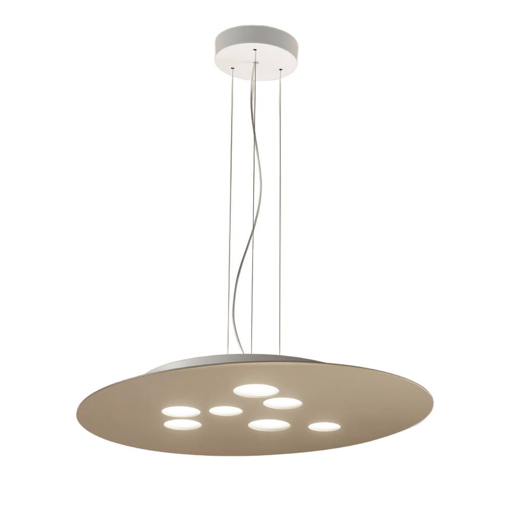 Suspension Luna base en métal avec lumière à double émission au design contemporain par Gea Luce Suspension Luna base en métal avec lumière à double émission au design contemporain par Gea Luce