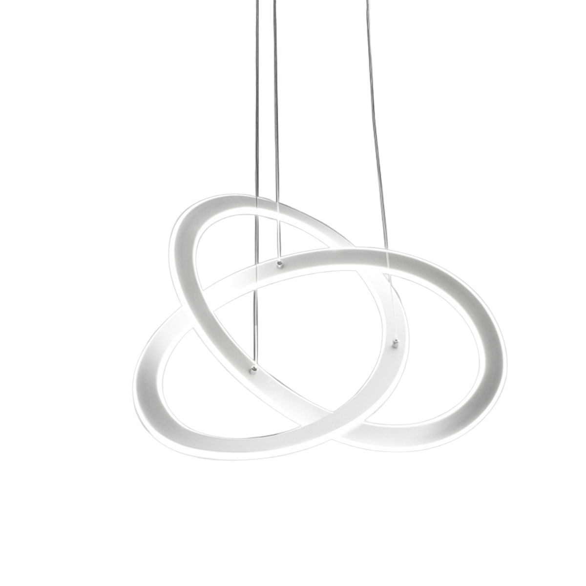 Suspension Yara base en aluminium avec double diffuseur en anneaux croisés au design contemporain par Gea Luce Suspension Yara base en aluminium avec double diffuseur en anneaux croisés au design contemporain par Gea Luce