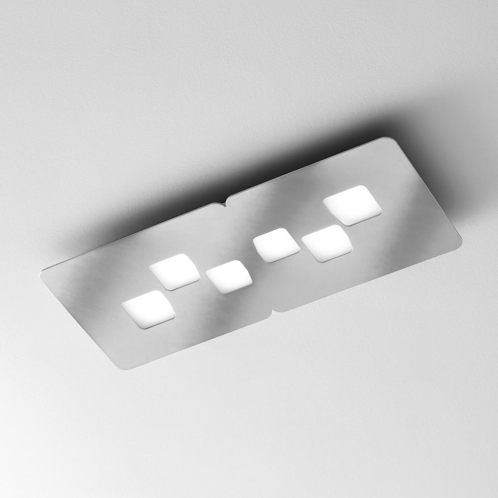 Plafonnier Bilbao en métal rectangle et diffuseur en méthacrylate au design contemporain par Gea Luce Plafonnier Bilbao en métal rectangle et diffuseur en méthacrylate au design contemporain par Gea Luce