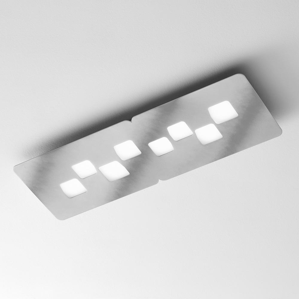 Plafonnier Bilbao en métal rectangle et diffuseur en méthacrylate au design contemporain par Gea Luce Plafonnier Bilbao en métal rectangle et diffuseur en méthacrylate au design contemporain par Gea Luce