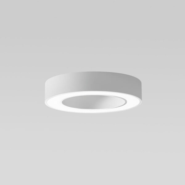 Plafonnier Flor cadre en aluminium rond avec diffuseur en méthacrylate blanc opale au design contemporain par Gea Luce