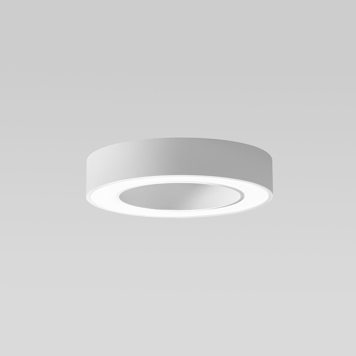 Plafonnier Flor cadre en aluminium rond avec diffuseur en  méthacrylate blanc opale au design contemporain par Gea Luce