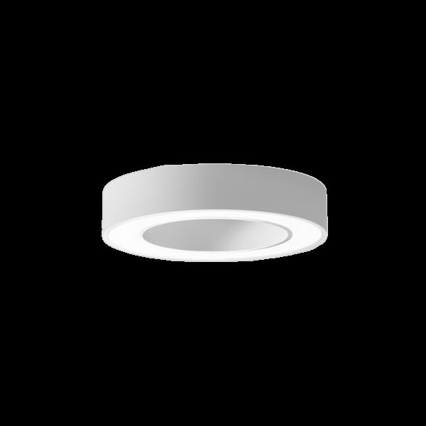 Plafonnier Flor cadre en aluminium rond avec diffuseur en méthacrylate blanc opale au design contemporain par Gea Luce