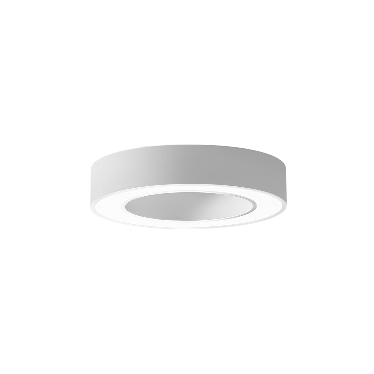 Plafonnier Flor cadre en aluminium rond avec diffuseur en  méthacrylate blanc opale au design contemporain par Gea Luce