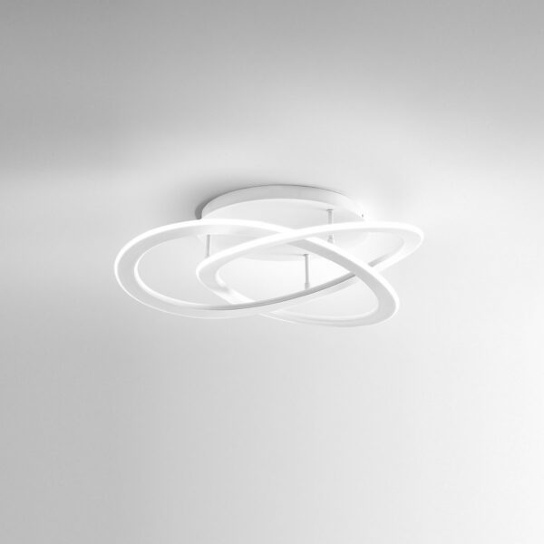 Plafonnier Yara cadre blanc satiné avec diffuseur en silicone opale blanc au design contemporain par Gea Luce