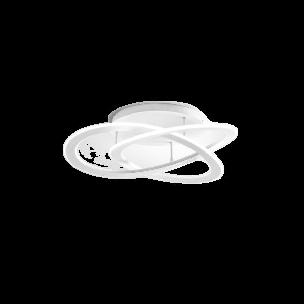 Plafonnier Yara cadre blanc satiné avec diffuseur en silicone opale blanc au design contemporain par Gea Luce