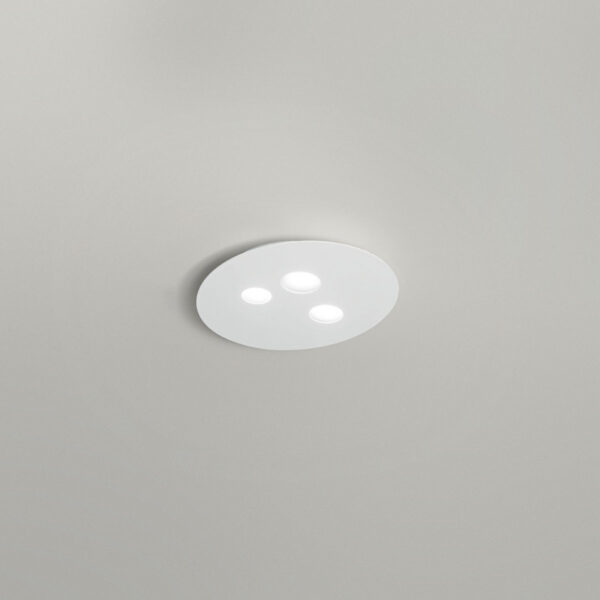 Plafonnier Lune cadre en métal rond avec diffuseur en alumimnium au design contemporain par Gea Luce