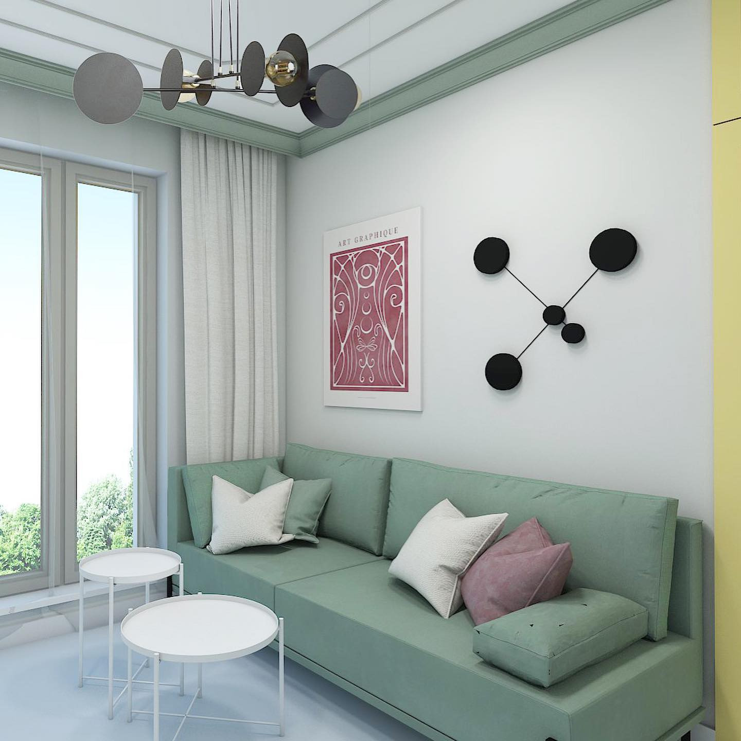 Suspension Idea base en métal et détail doré avec abat-jour en disque au design contemporain par Emibig Suspension Idea base en métal et détail doré avec abat-jour en disque au design contemporain par Emibig