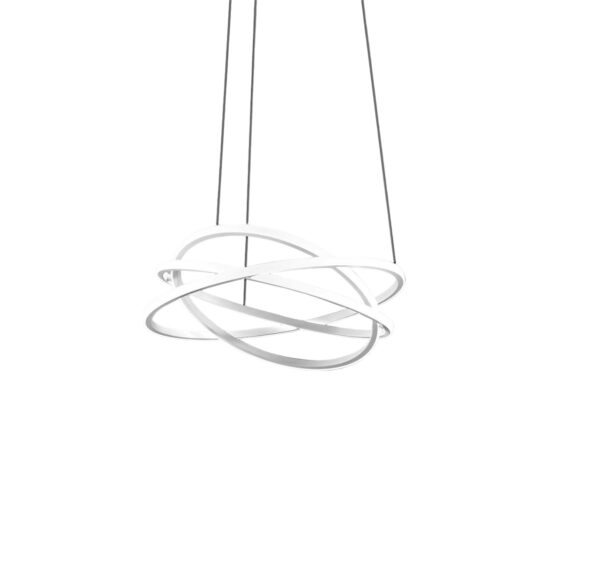 Suspension Atia base en aluminium avec diffuseur en verre blanc opale au design contemporain par Gea Luce