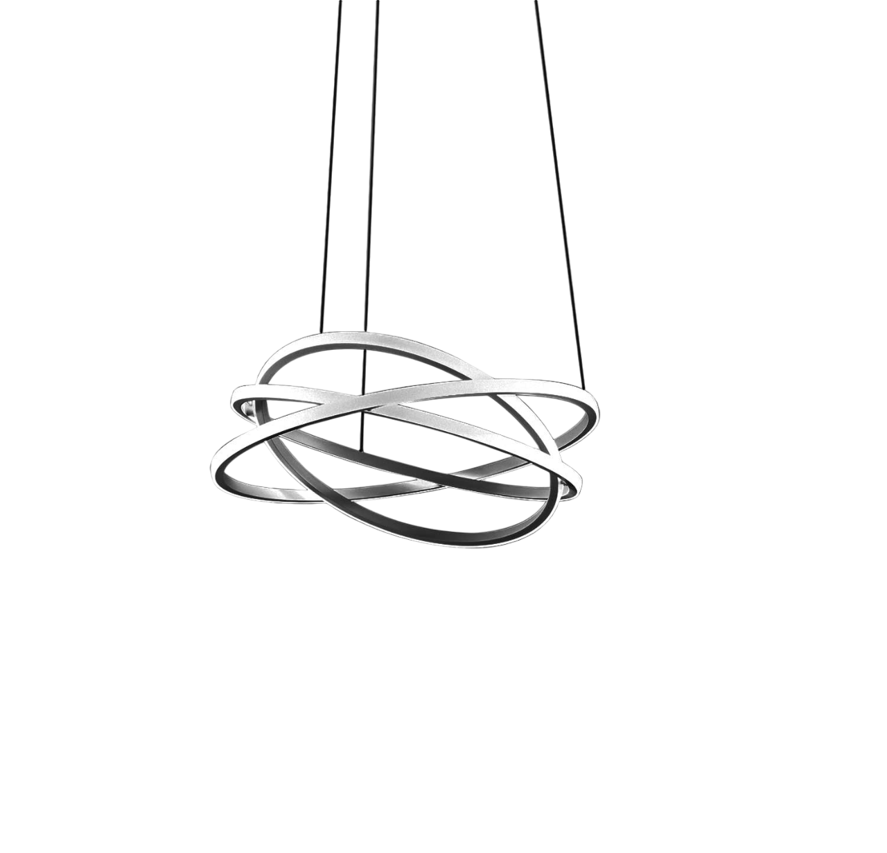 Suspension Atia base en aluminium avec diffuseur en verre blanc opale au design contemporain par Gea Luce Suspension Atia base en aluminium avec diffuseur en verre blanc opale au design contemporain par Gea Luce