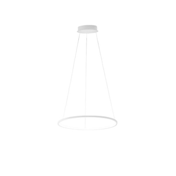Suspension Erika en anneau simple base en aluminium et diffuseur en silicone blanc opale au design contemporain par Gea Luce