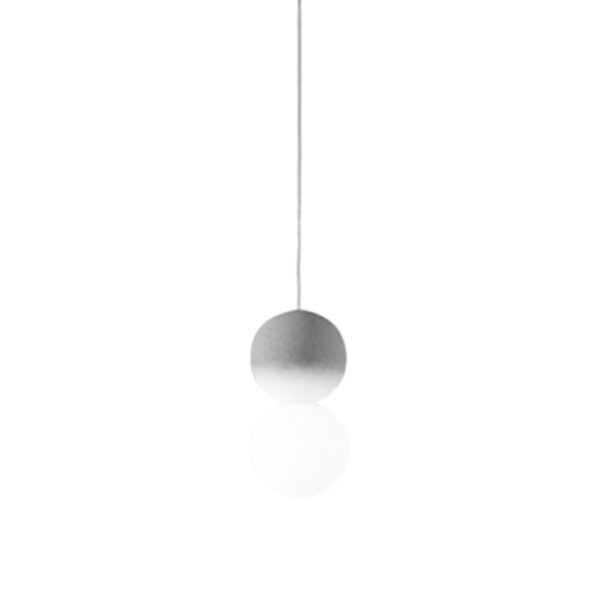 Suspension Sfera base en métal avec diffuseur en verre opale fixé sur une sphère en béton au design contemporain par Gea Luce
