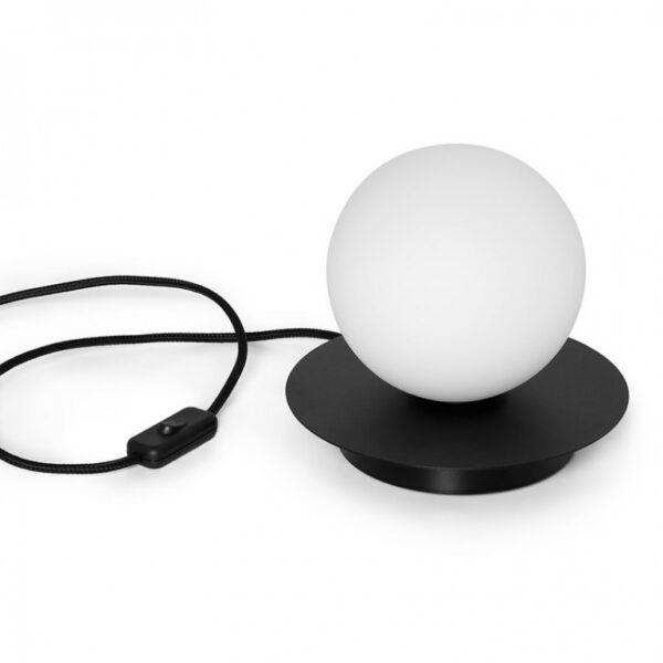 Lampe à poser Borra cadre en métal avec diffuseur en verre blanc opale au design contemporain par Ummo lighting