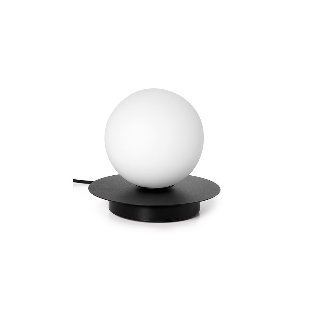 Lampe à poser Borra cadre en métal avec diffuseur en verre blanc opale au design contemporain par Ummo lighting Lampe à poser Borra cadre en métal avec diffuseur en verre blanc opale au design contemporain par Ummo lighting