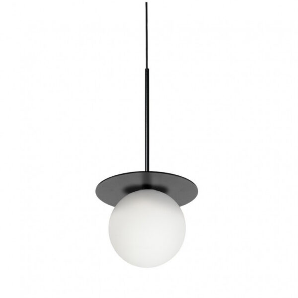 Plafonnier/Suspension Borra base en métal circulaire avec diffuseur en verre opale au design contemporain par Ummo lighting
