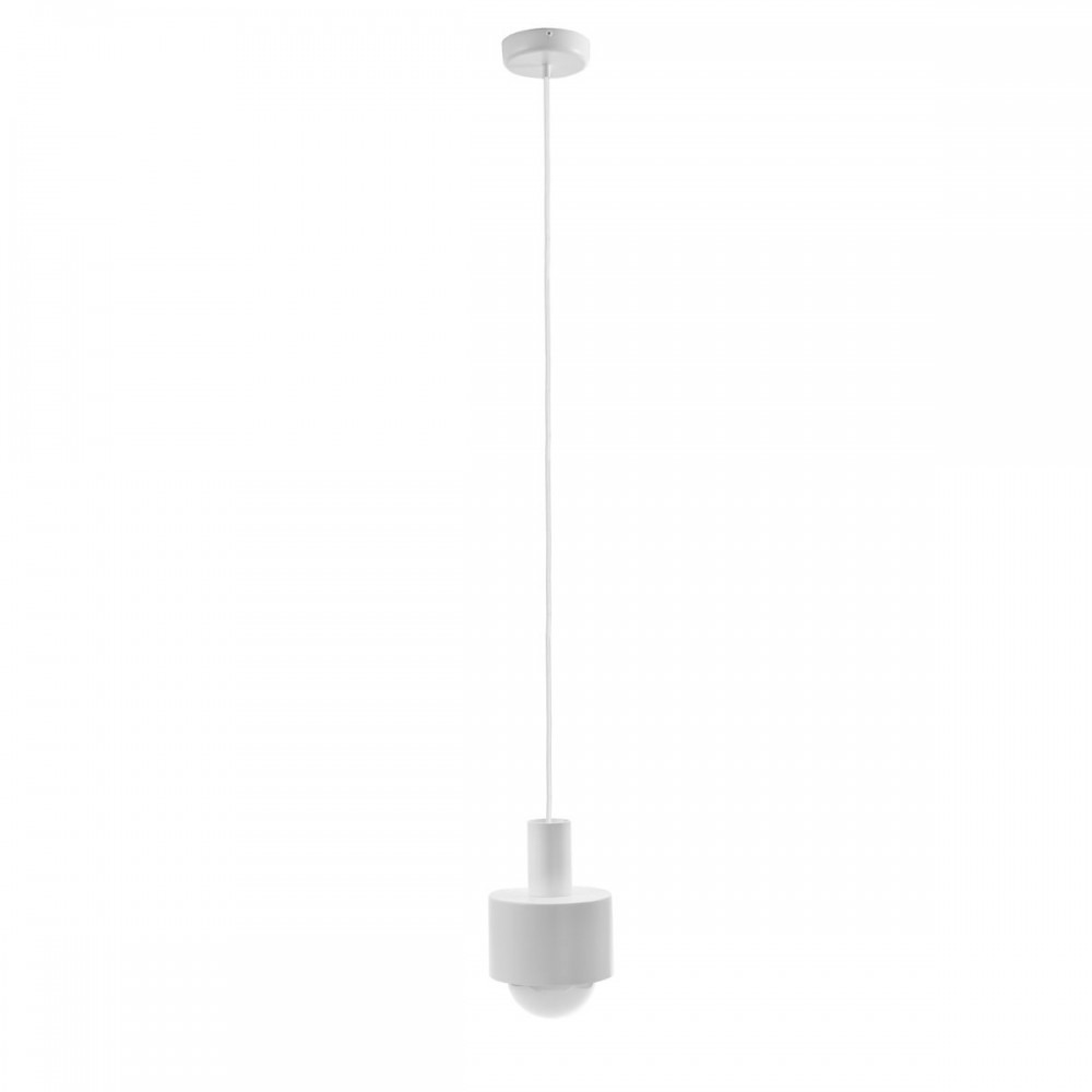 Suspension Enkel base en métal rond avec diffuseur en verre blanc au design contemporain par Ummo lighting Suspension Enkel base en métal rond avec diffuseur en verre blanc au design contemporain par Ummo lighting