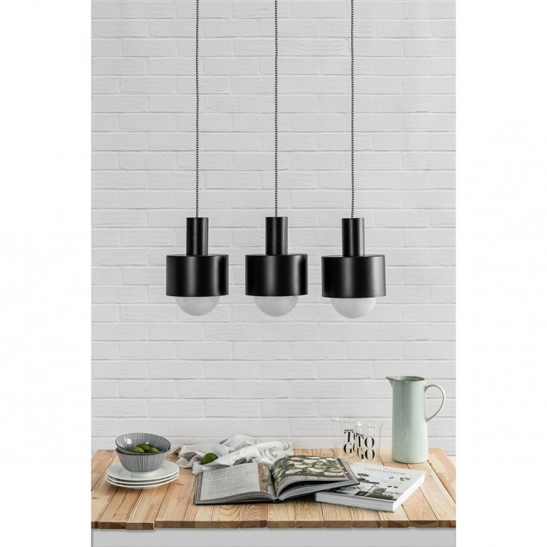 Suspension/Plafonnier Enkel base en métal ronde avec diffuseur en verre blanc au design contemporain par Ummo lighting