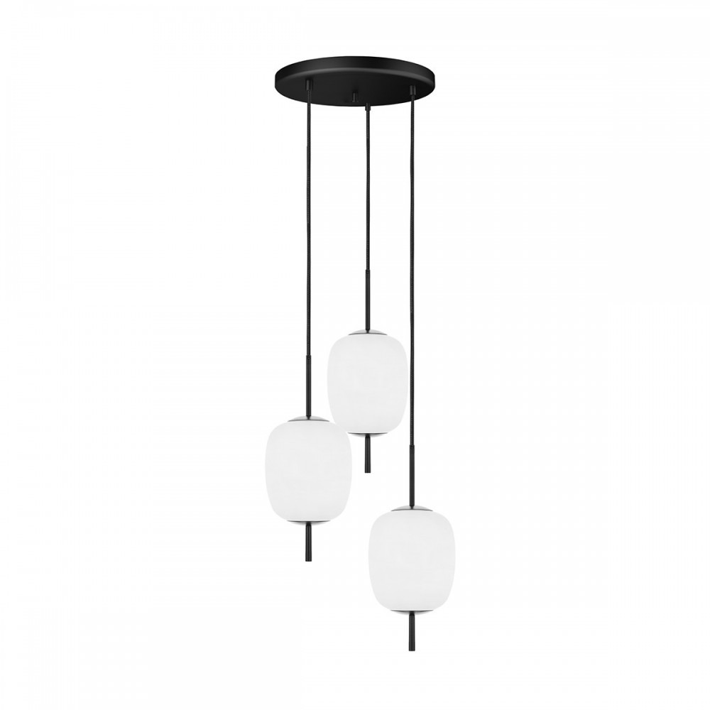 Suspension Cluster Epli base en métal avec abat-jour en verre blanc au design contemporain par Ummo lighting