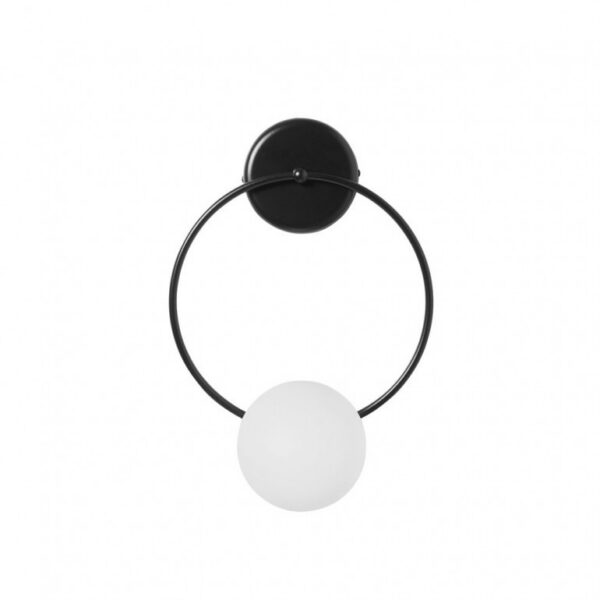 Applique murale Fuppu base en métal circulaire avec diffuseur en verre blanc au design contemporain par Ummo lighting