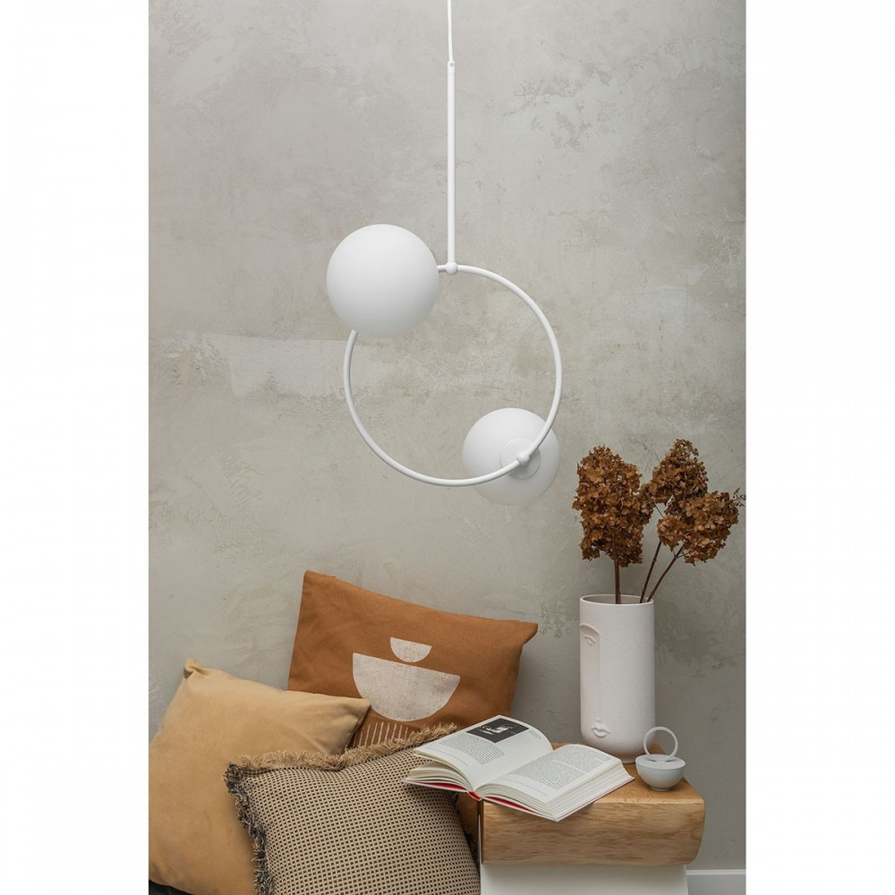 Suspension Fuppu base en métal et abat-jour circulaire avec deux diffuseurs au design contemporain par Ummo lighting Suspension Fuppu base en métal et abat-jour circulaire avec deux diffuseurs au design contemporain par Ummo lighting