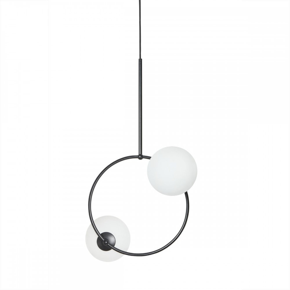 Suspension Fuppu base en métal et abat-jour circulaire avec deux diffuseurs au design contemporain par Ummo lighting
