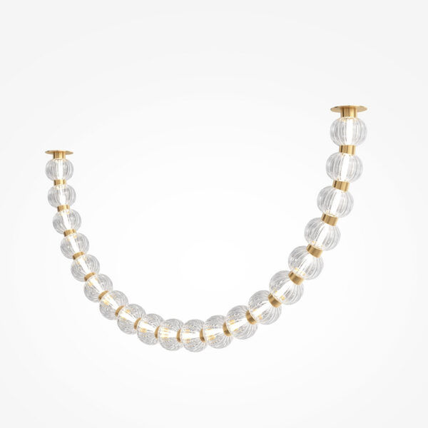Suspension Amulet semi circulaire avec base en métal doré et diffuseur en verre coulé gaufré au design contemporain par Maytoni
