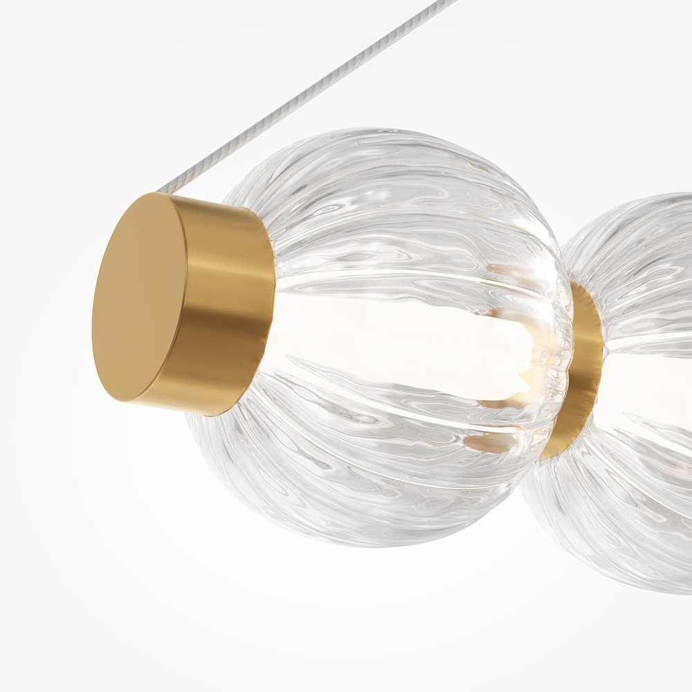Suspension Amulet Linéaire avec armature en métal doré et diffuseur en verre coulé gaufré au design contemporain par Maytoni