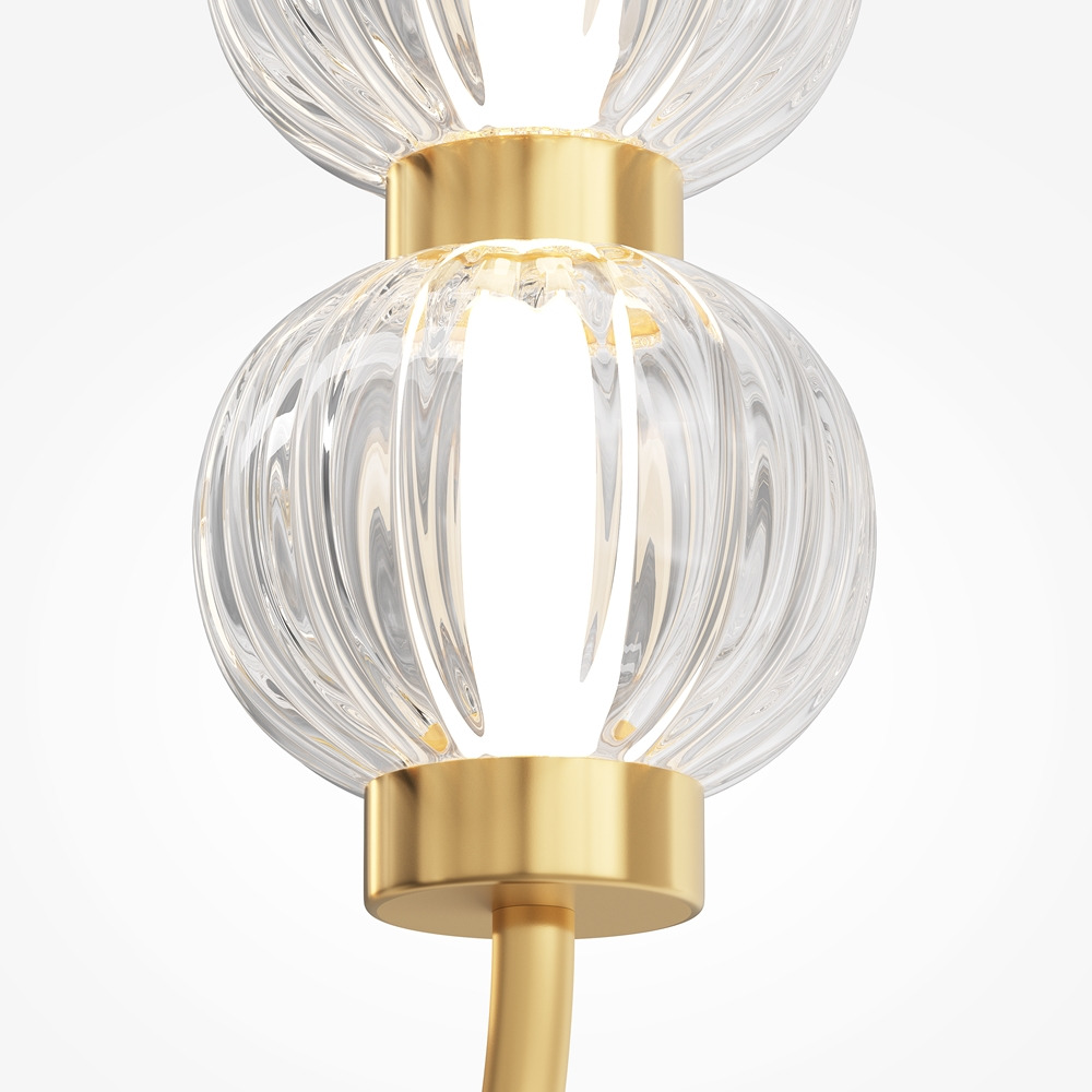 Suspension Amulet avec armature en métal doré et diffuseur en verre coulé gaufré au design contemporain par Maytoni