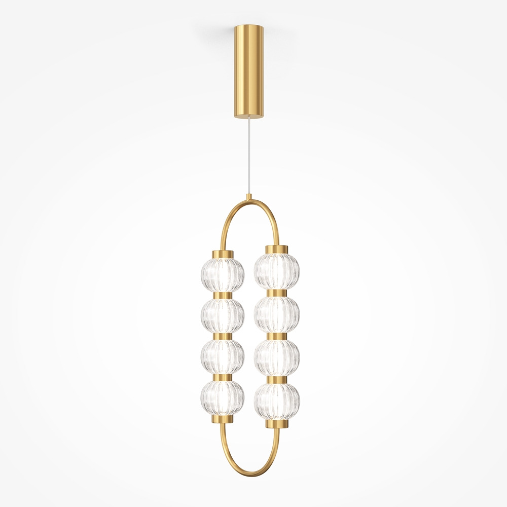 Suspension Amulet avec armature en métal doré et diffuseur en verre coulé gaufré au design contemporain par Maytoni Suspension Amulet avec armature en métal doré et diffuseur en verre coulé gaufré au design contemporain par Maytoni