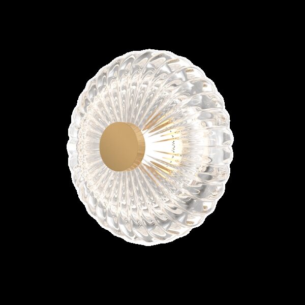 Applique Amulet avec base en métal doré et diffuseur en verre transparent au design contemporain par Maytoni