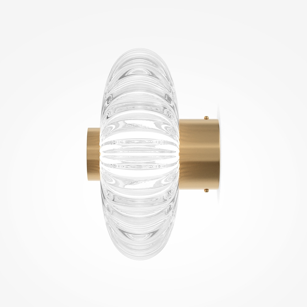 Applique Amulet avec base en métal doré et diffuseur en verre transparent au design contemporain par Maytoni Applique Amulet avec base en métal doré et diffuseur en verre transparent au design contemporain par Maytoni