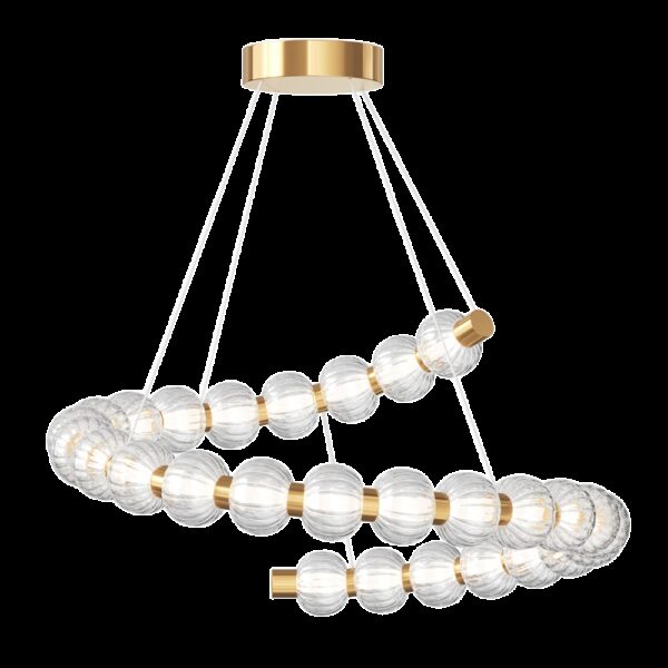 Suspension Amulet serpentiforme avec base en métal doré et diffuseur en verre coulé gaufré au design contemporain par Maytoni
