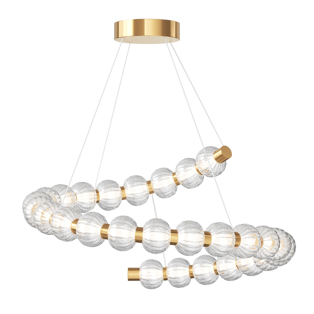 Suspension Amulet serpentiforme avec base en métal doré et diffuseur en verre coulé gaufré au design contemporain par Maytoni