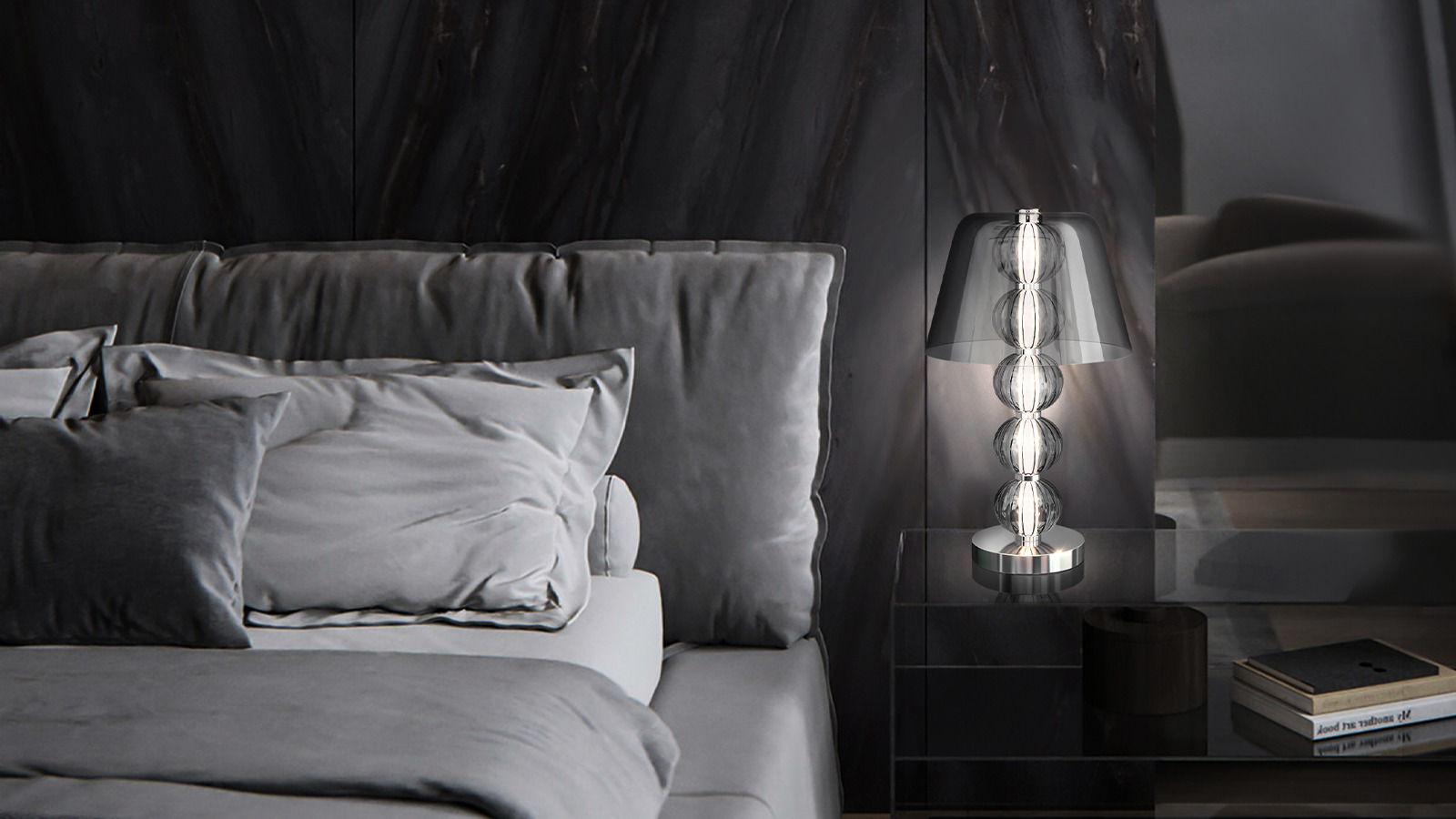 Lampe à poser Amulet avec armature en métal doré et diffuseur en verre coulé gaufré au design contemporain par Maytoni