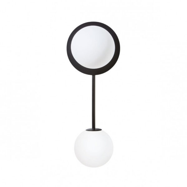 Applique murale Furiko base en métal avec abat-jour en verre blanc au design contemporain par Ummo lighting