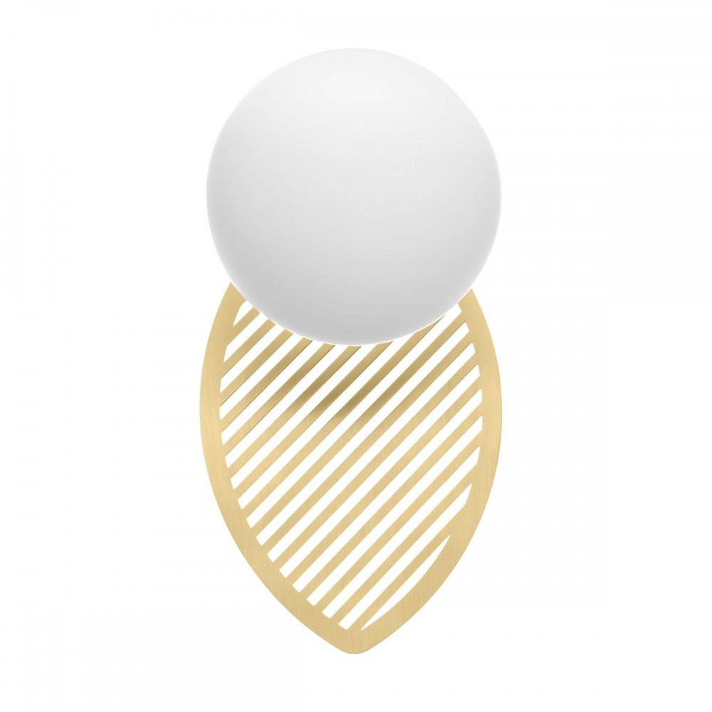 Applique murale Fyllo base en métal et détail feuille avec diffuseur en verre opale au design contemporain par Ummo Lighting Applique murale Fyllo base en métal et détail feuille avec diffuseur en verre opale au design contemporain par Ummo Lighting