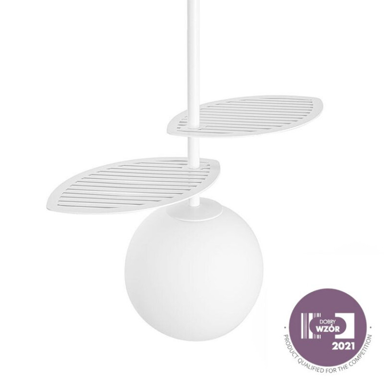 Suspension Fyllo base en métal et détail feuille avec diffuseur en verre opale au design contemporain par Ummo Lighting Suspension Fyllo base en métal et détail feuille avec diffuseur en verre opale au design contemporain par Ummo Lighting